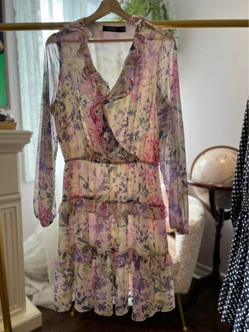 Lauren Ralph Lauren Floral Crinkle Georgette Dress - size 12
